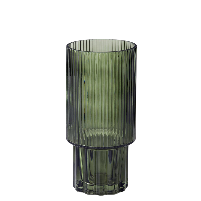 Small Green Line Pressed Vase