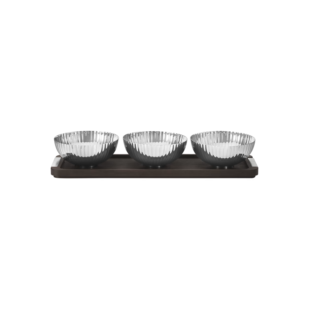 Georg Jensen Bernadotte Triple Bowls with Tray