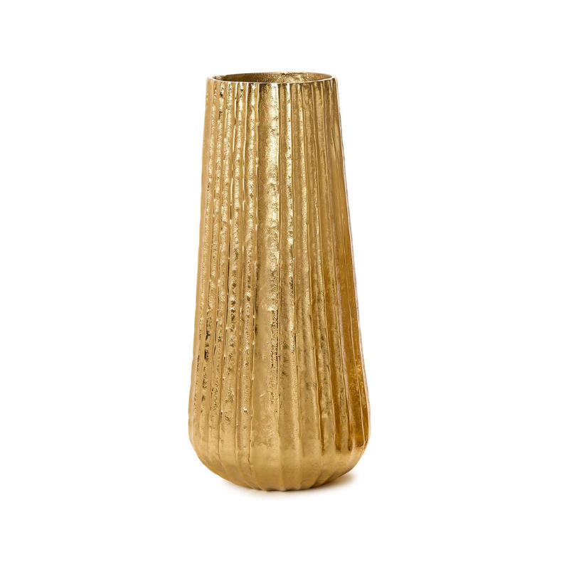 Large Gold Pleated Vase