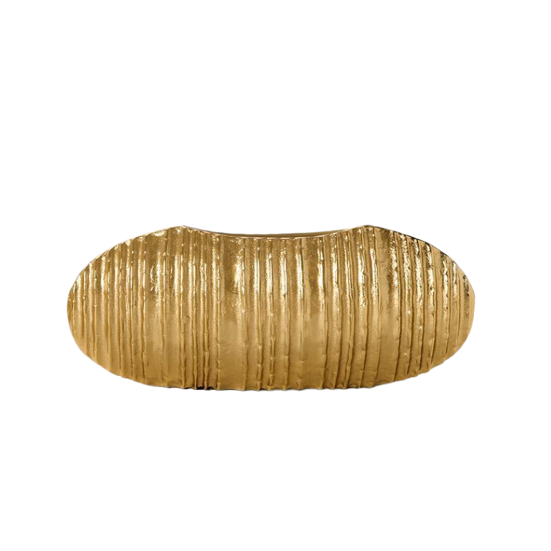 Small Gold Pleated Oval Vase