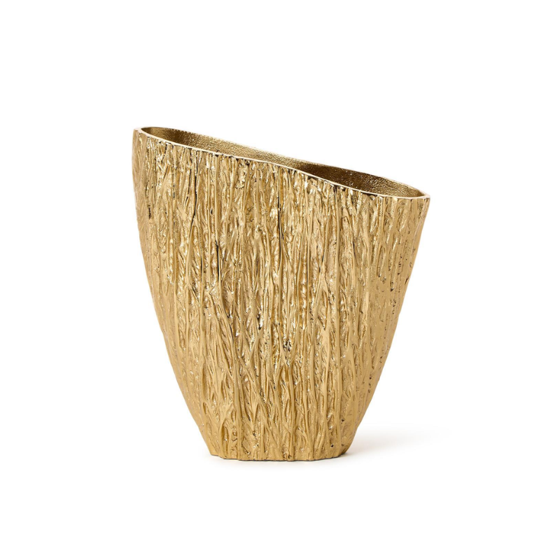 Gold Pleated Slope Vase