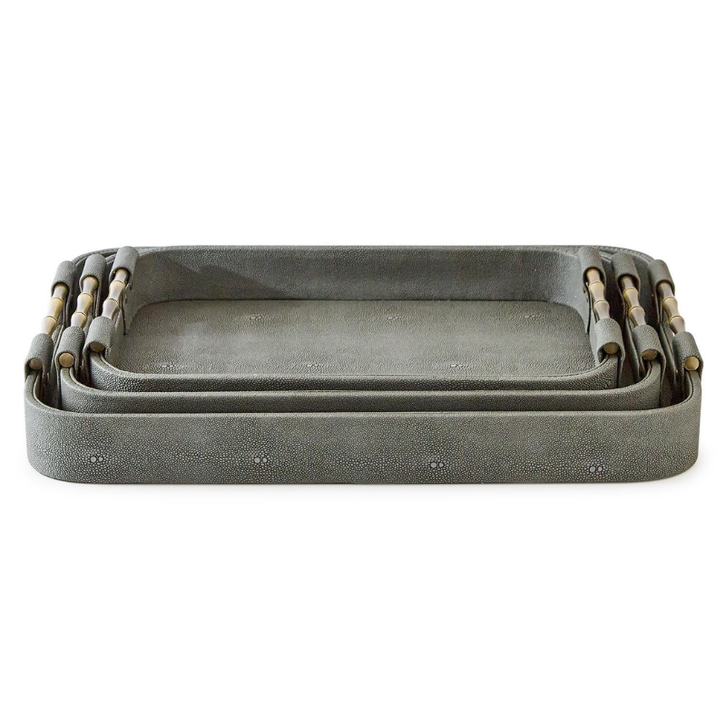 Large Grey Shagreen Nesting Tray