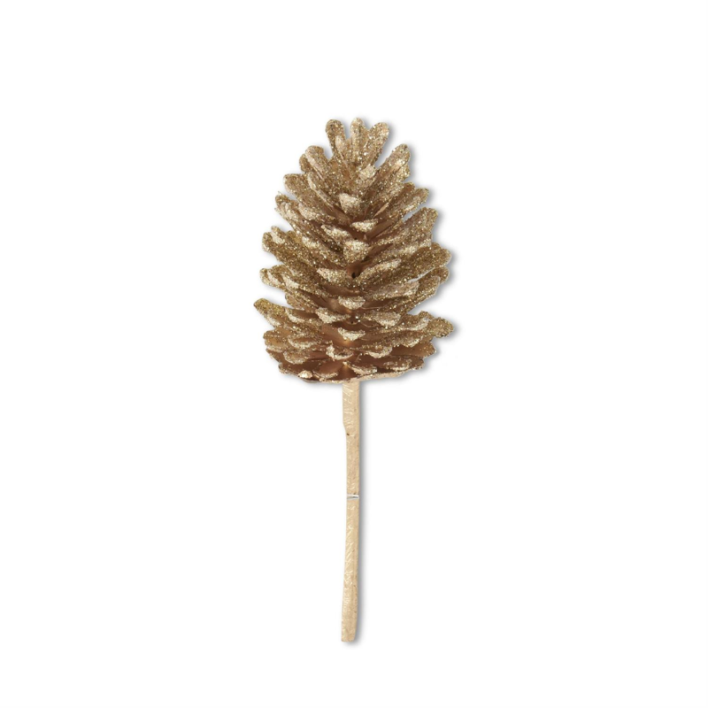 Gold Glitter Pinecone Stem