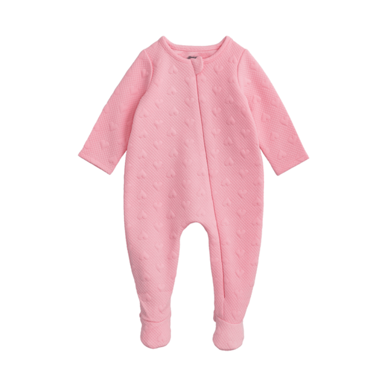 Quilted Heart Pink Baby Sleeper