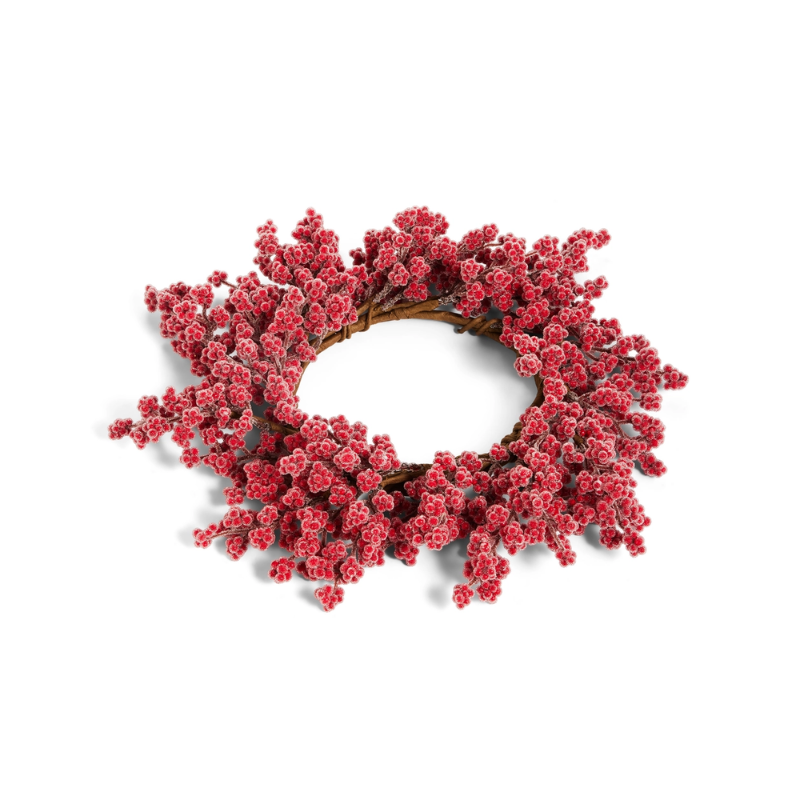 Iced Red Berry Wreath Candle Ring