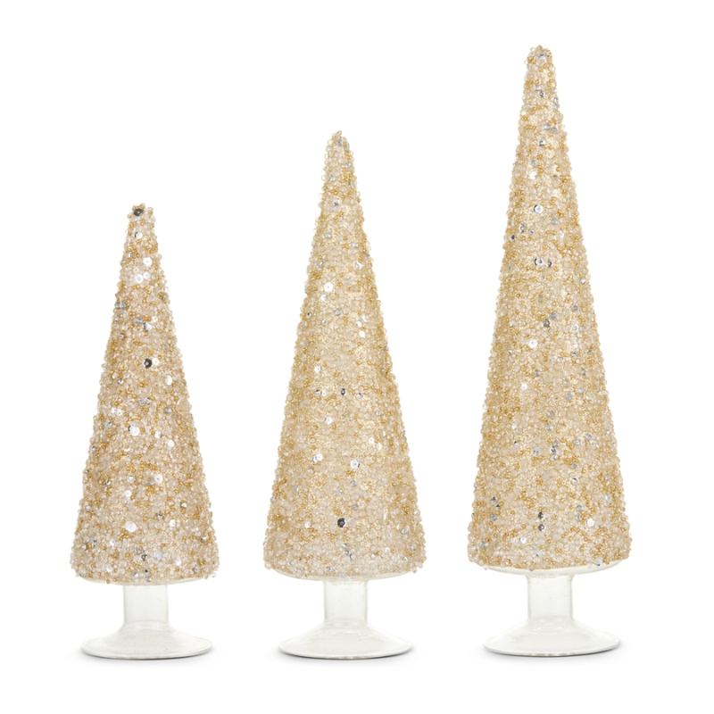 Set of 3 Gold Glitter Trees