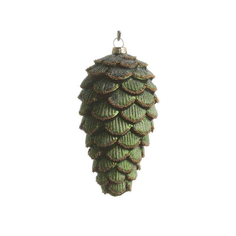 Ornement pomme de pin vert