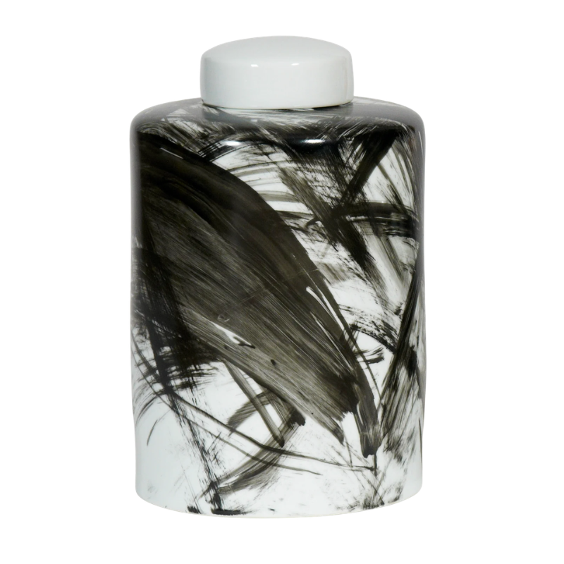 Large Black Brushwork Jar