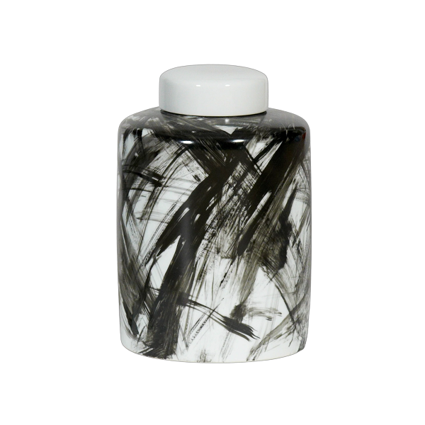 Medium Black Brushwork Jar