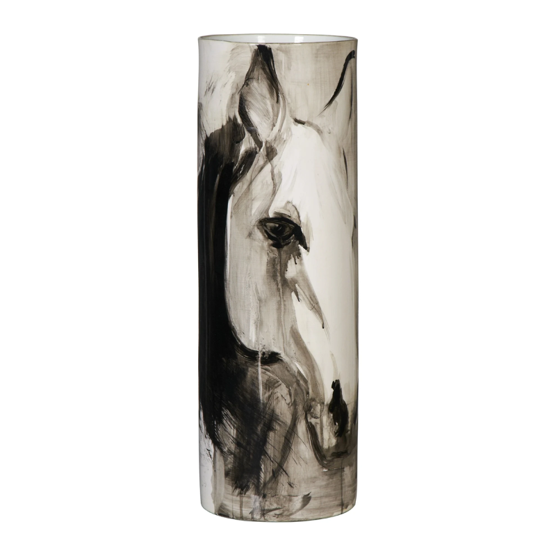 Horse Portrait Cylindrical Vase