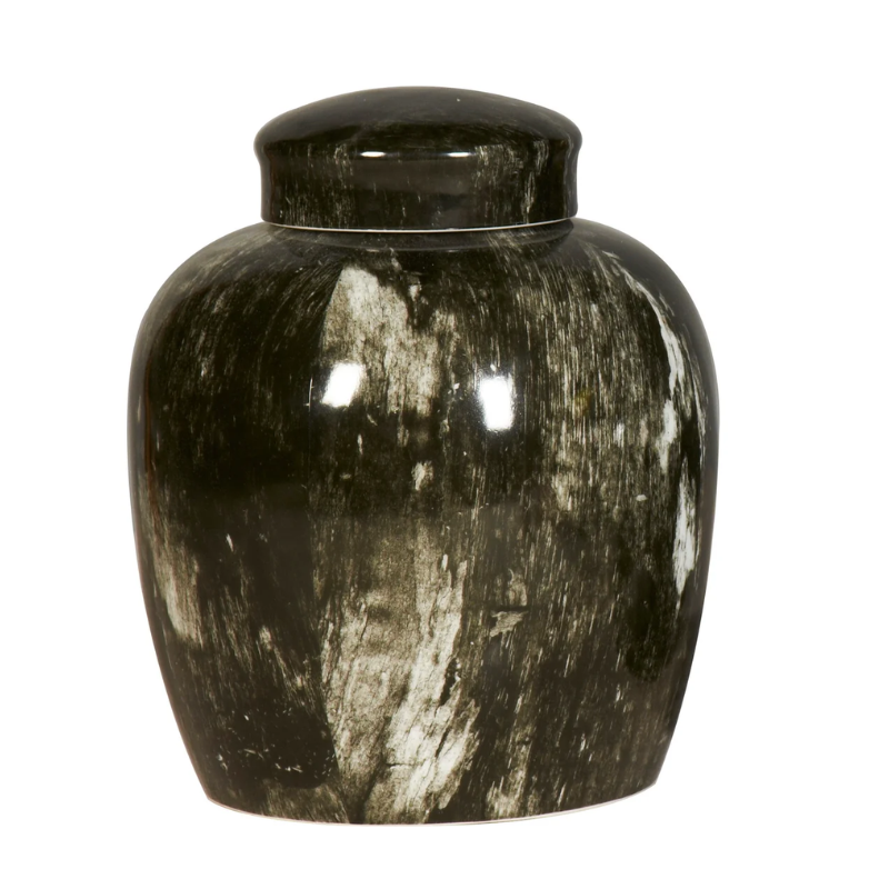 Large Black Jar with Lid