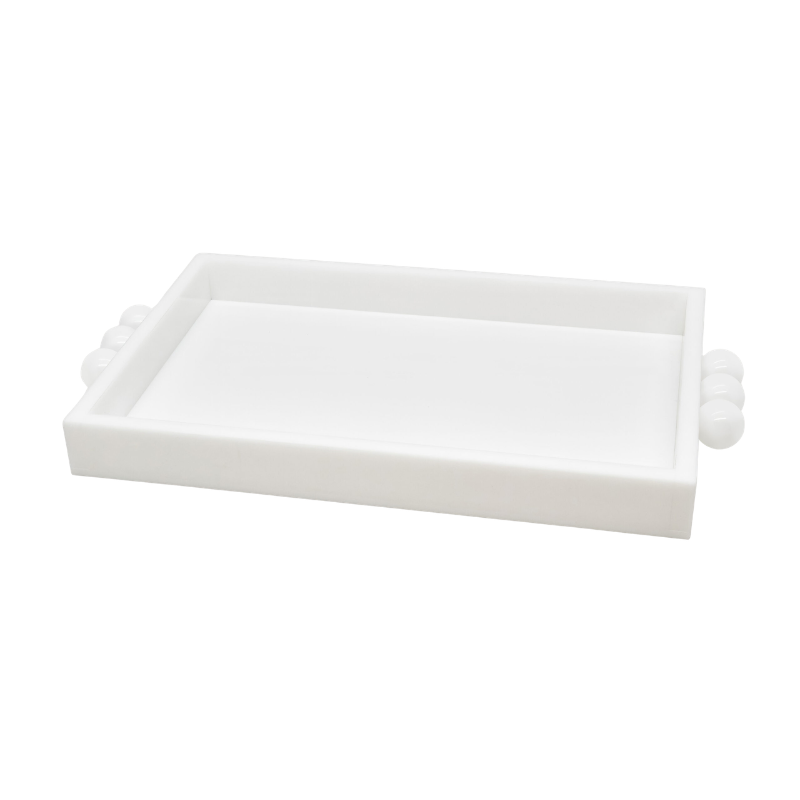 White Bubble Handle Tray