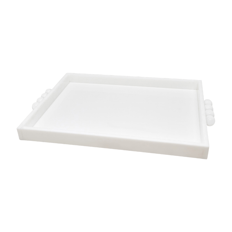 Large White Bubble Handle Tray