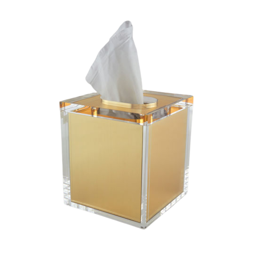 Lucite Gold Tissue Box - Boutique Marie Dumas
