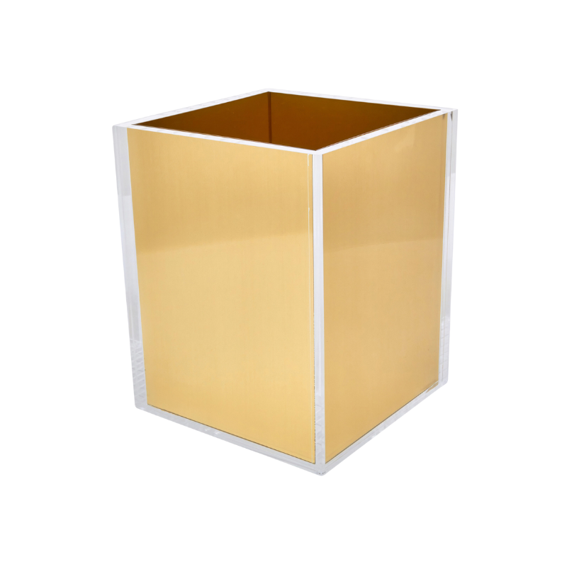 Gold Lucite Wastebasket