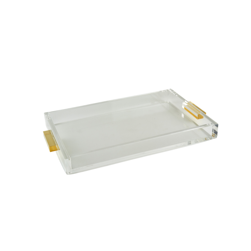 Small Lucite Tray with Gold Handles
