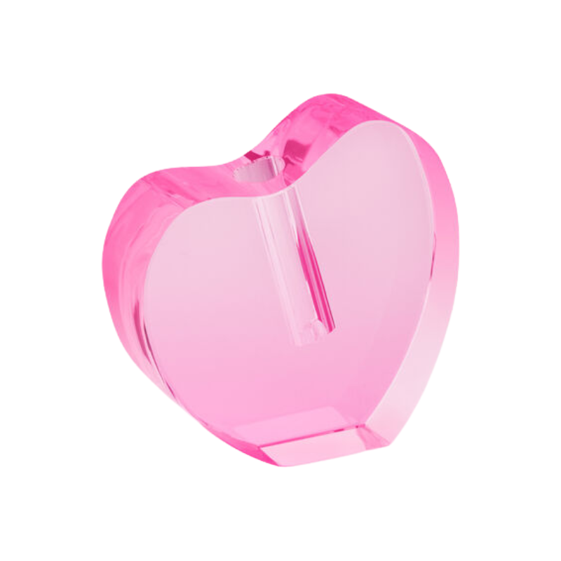 Large Pink Crystal Heart Vase