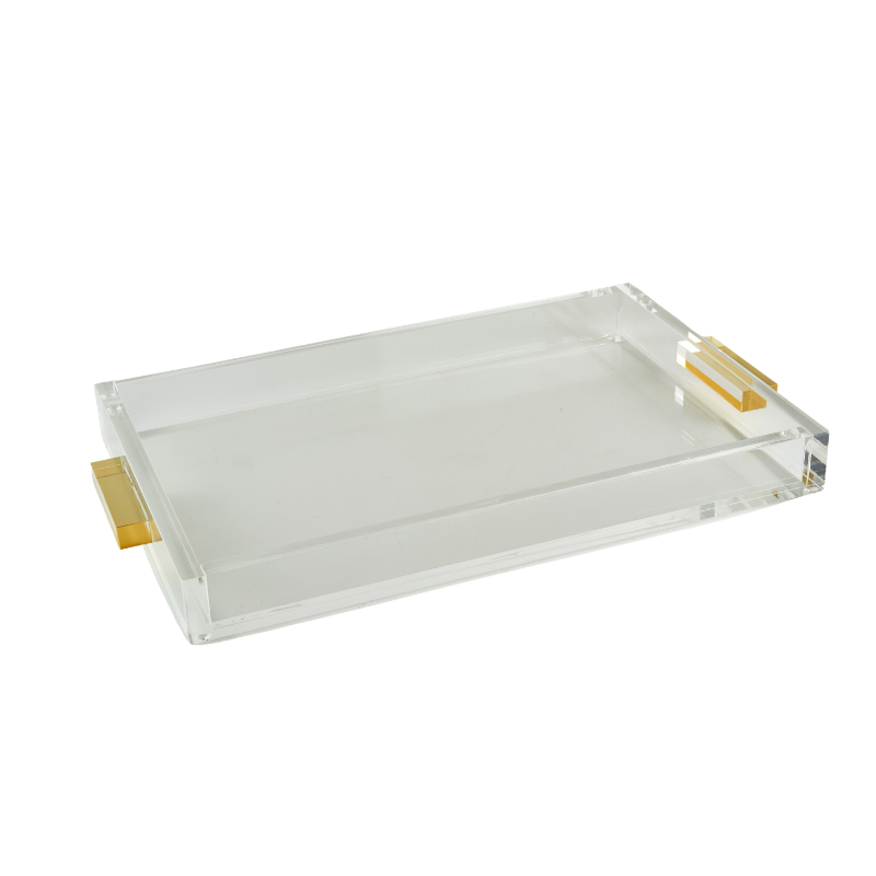 Lucite Tray with Gold Handles