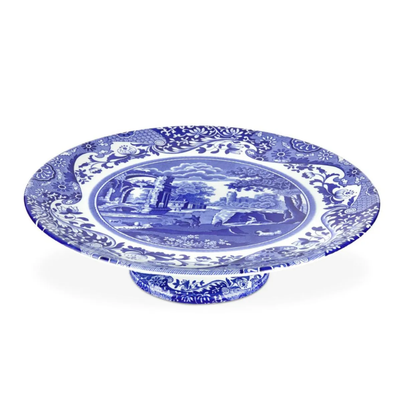 Spode Blue Italian Footed Cake Plate