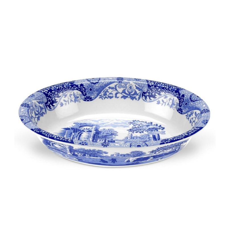 Plat ovale à bord italien bleu Spode