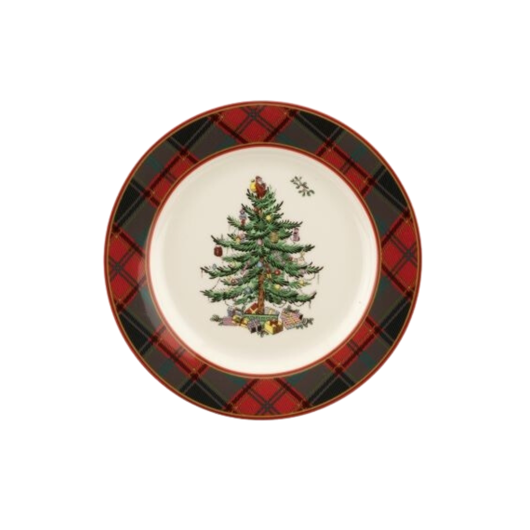 Christmas Tree Tartan Salad Plate