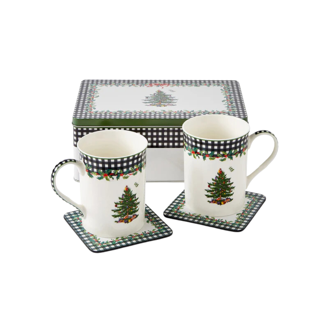 Christmas Tree Mug Tin & Coaster Set