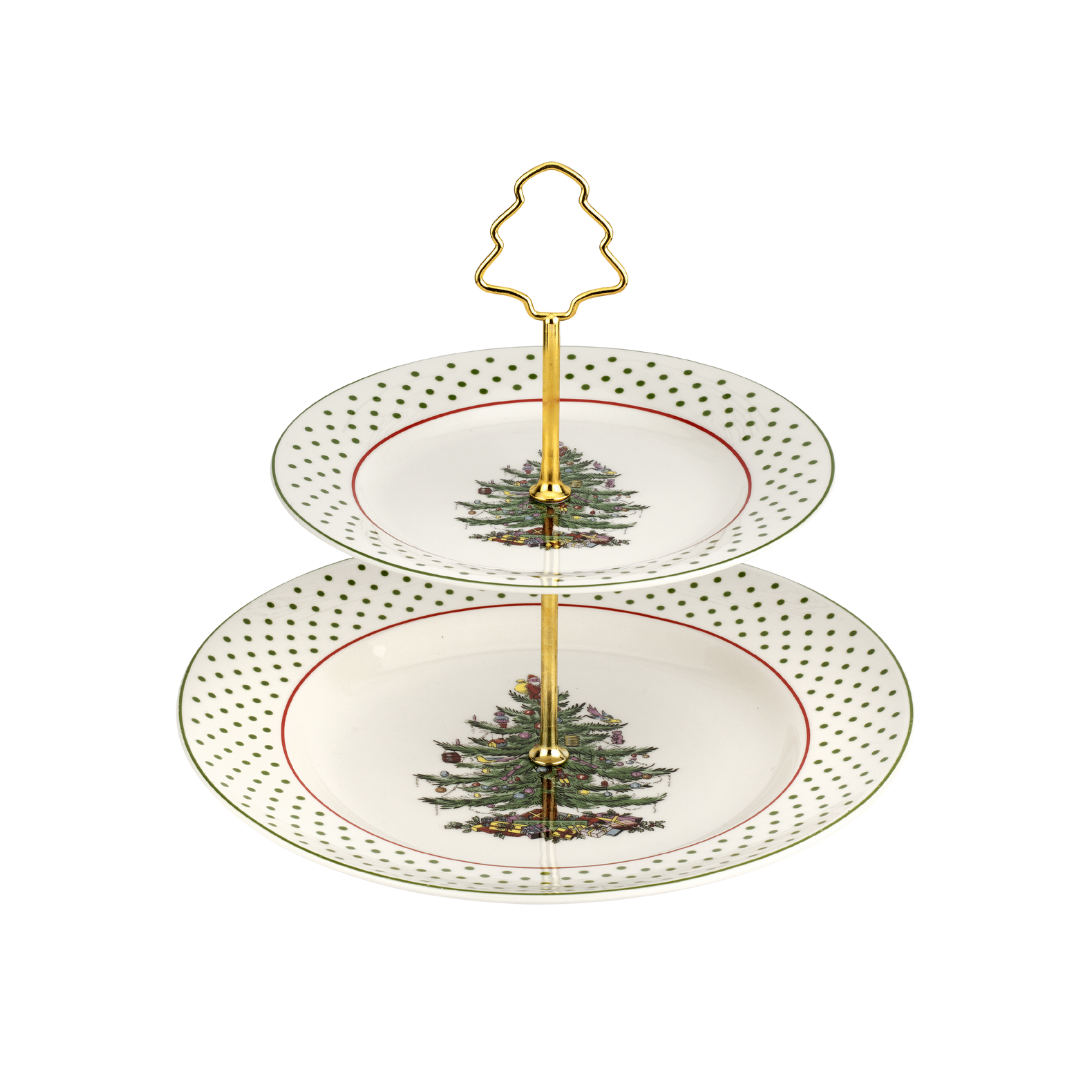 Christmas Tree Polka Dot 2 Tiered Server