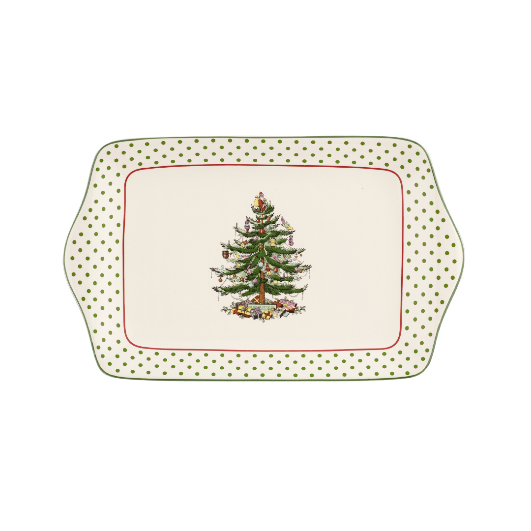 Christmas Tree Polka Dot Dessert Tray