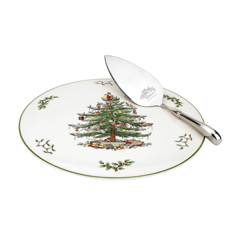 Christmas Tree Cake Plate & Server Set