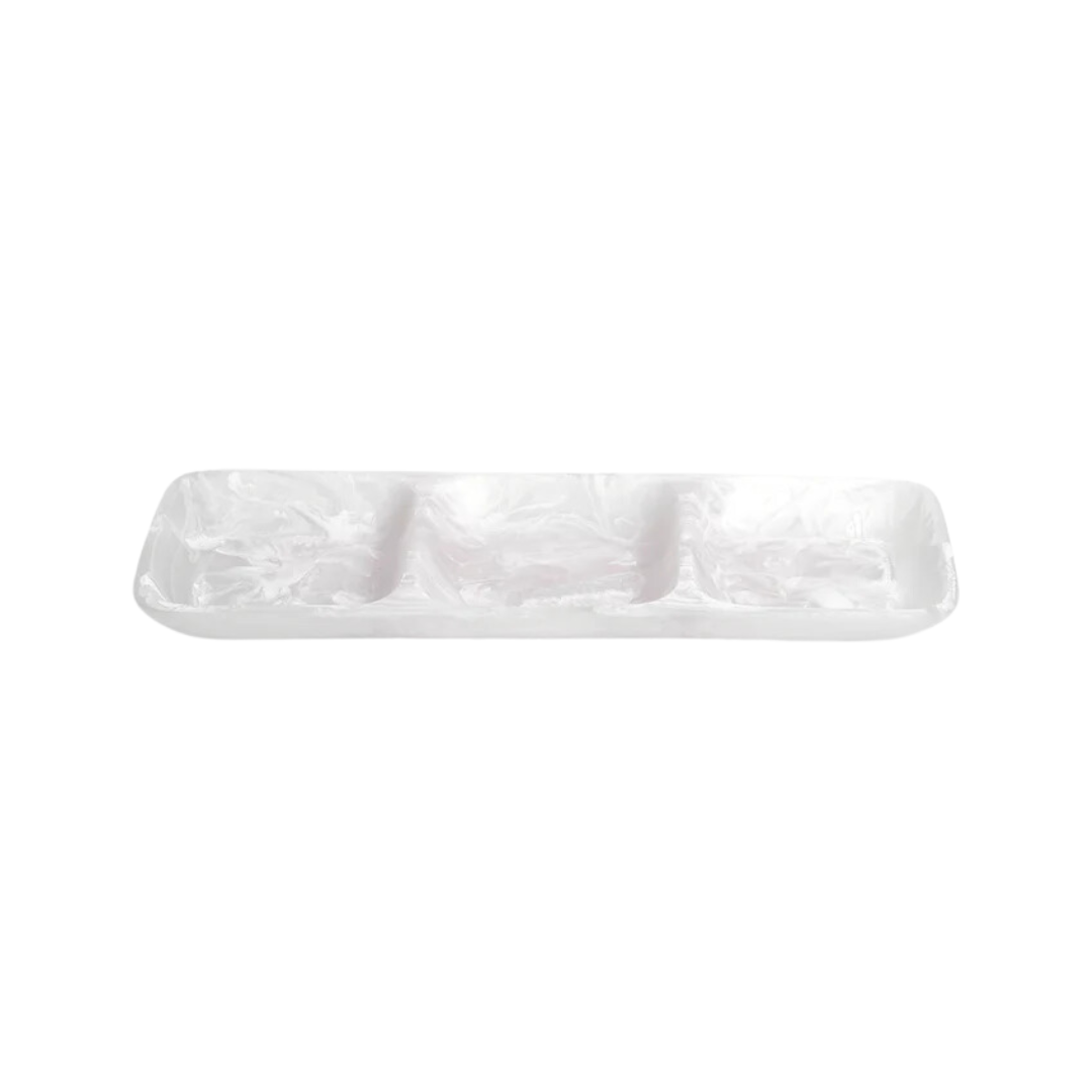 Classic White Swirl 3-Section Tray