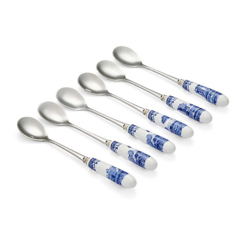 Spode Blue Italian Set of 6 Teaspoons