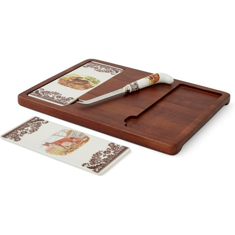 Spode Woodland Cheese Board With Knife