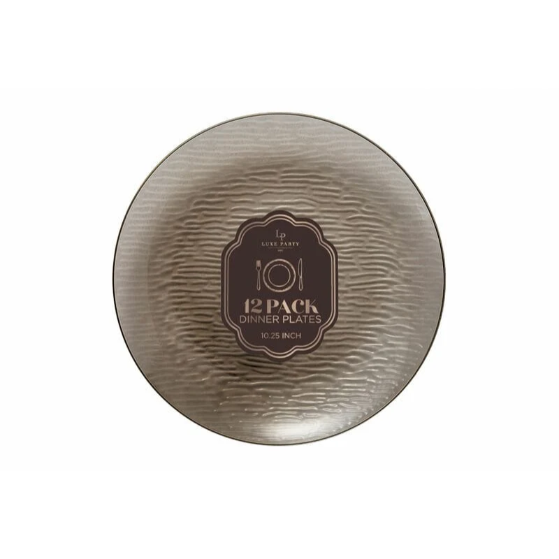 Brown &amp; Gold Waterfall Plastic Dinner Plates