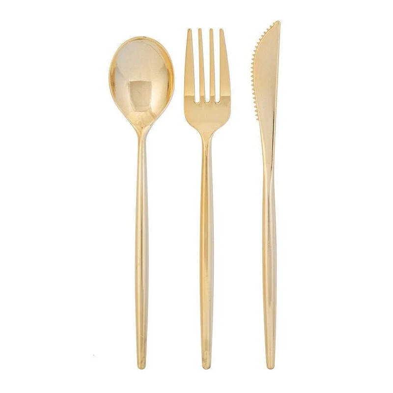 Gold Plastic Cutlery Set