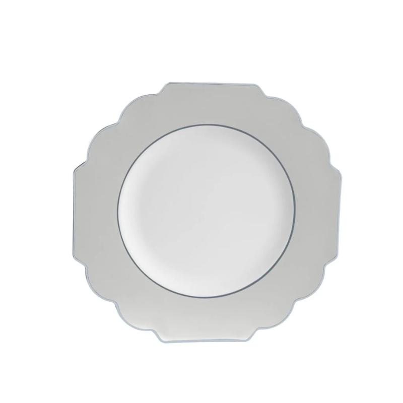 Silver Scalloped Plastic Salad Plates