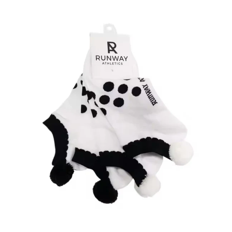 Black &amp; White Pom Pom Tennis Sock Set