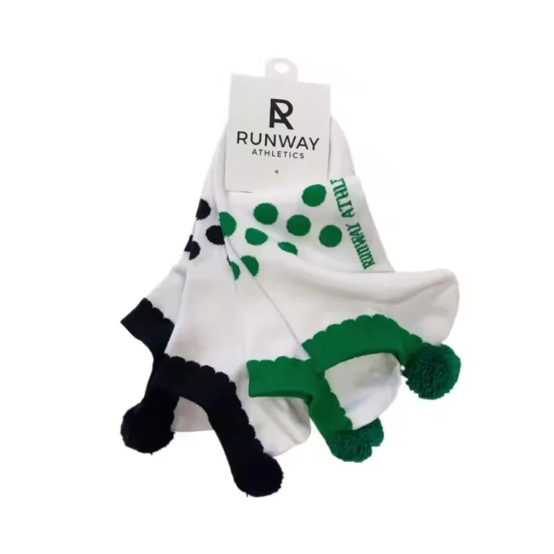 Green &amp; Navy Pom Pom Tennis Sock Set
