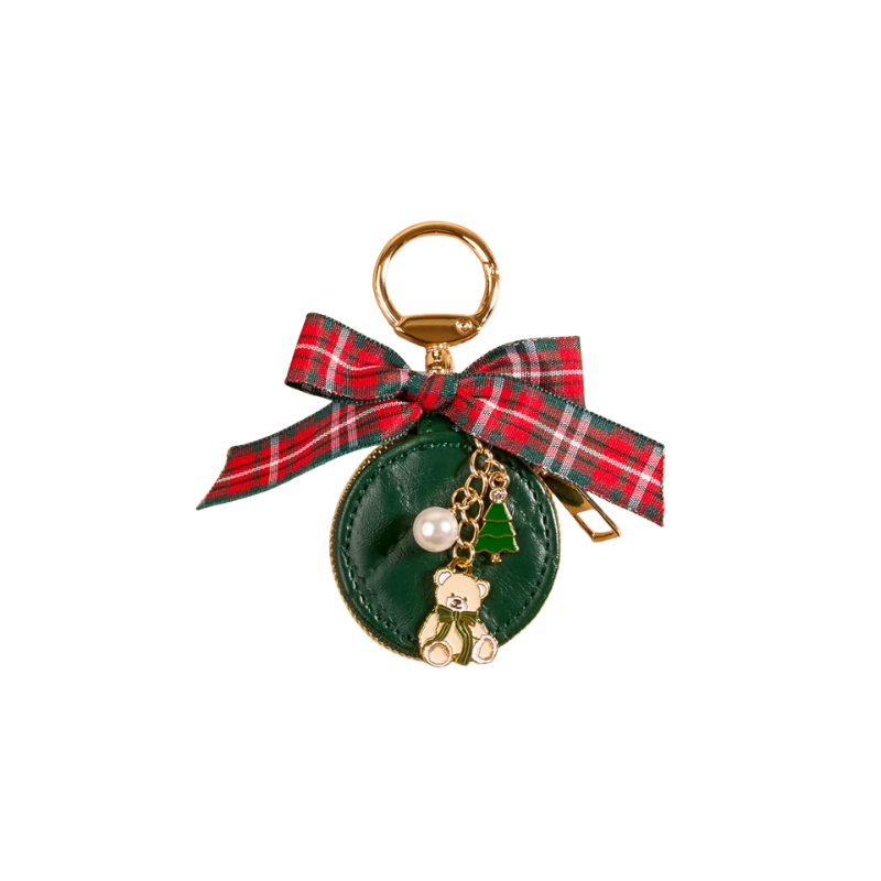 Plaid Travel Jewelry Case Bag Charm