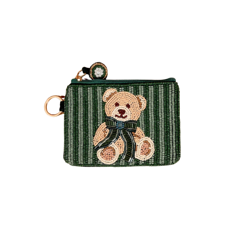 Teddy Bear Beaded Pouch
