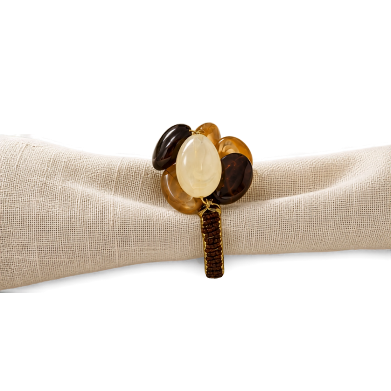 Set of 4 Brown Gemstone Napkin Rings