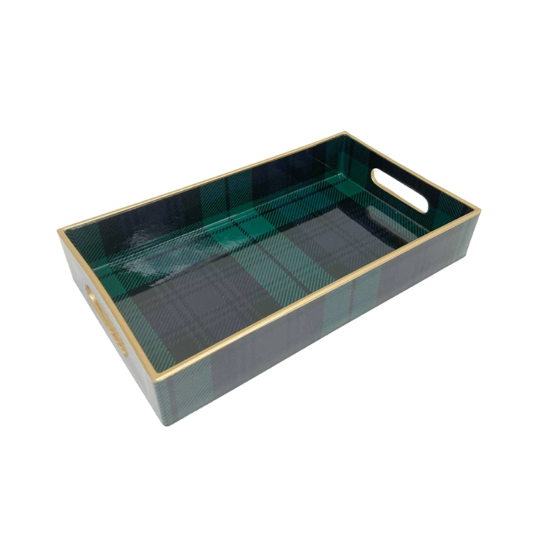 Plateau de courtoisie en résine à carreaux