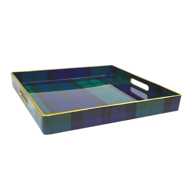 Plateau de service carré à motif tartan Blackwatch