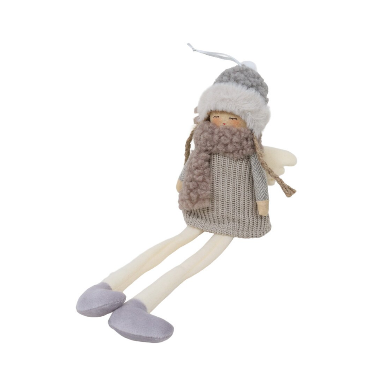 Grey Sitting Angel Doll Ornament