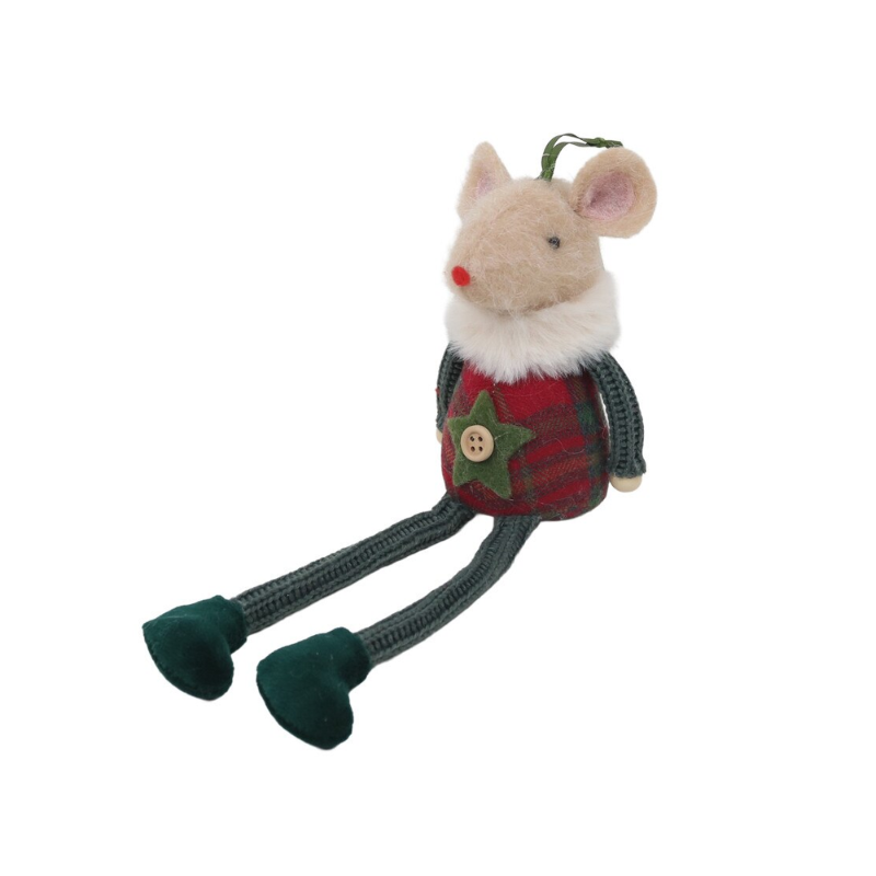 Green Outfit Sitting Mouse Ornament