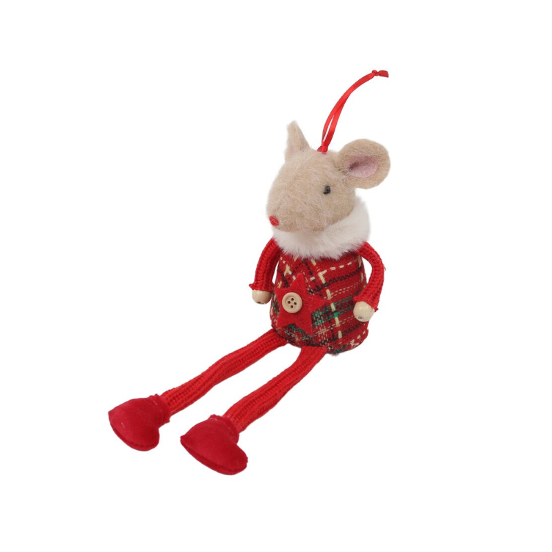 Red Outfit Sitting Mouse Ornament