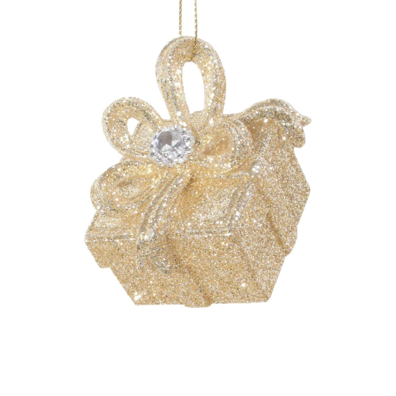 Champagne Glitter Gift Box Ornament