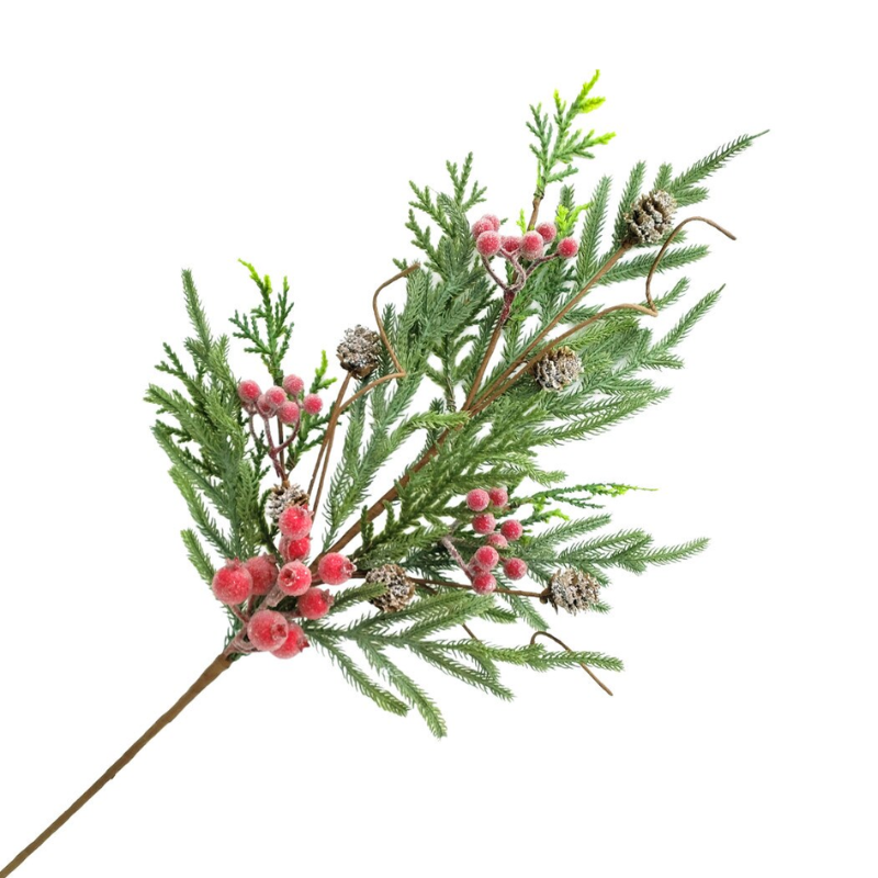 Pine Needle With Frosted Berries Spray