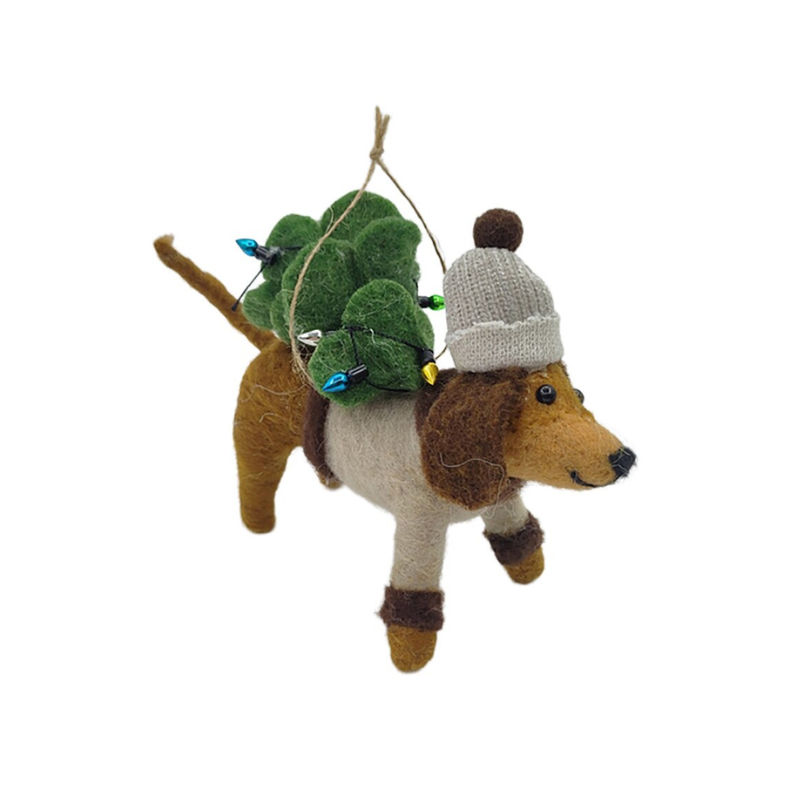 Dog With Christmas Tree Ornament