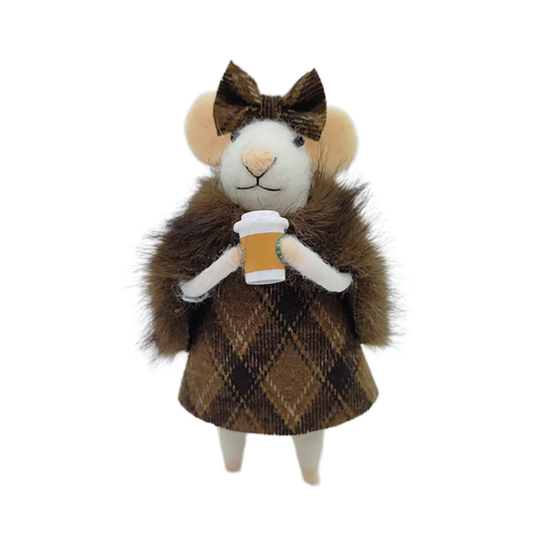 Mouse With Coffee Cup Ornament