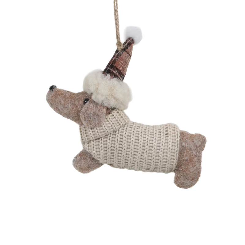 Dog With Beige Sweater Ornament